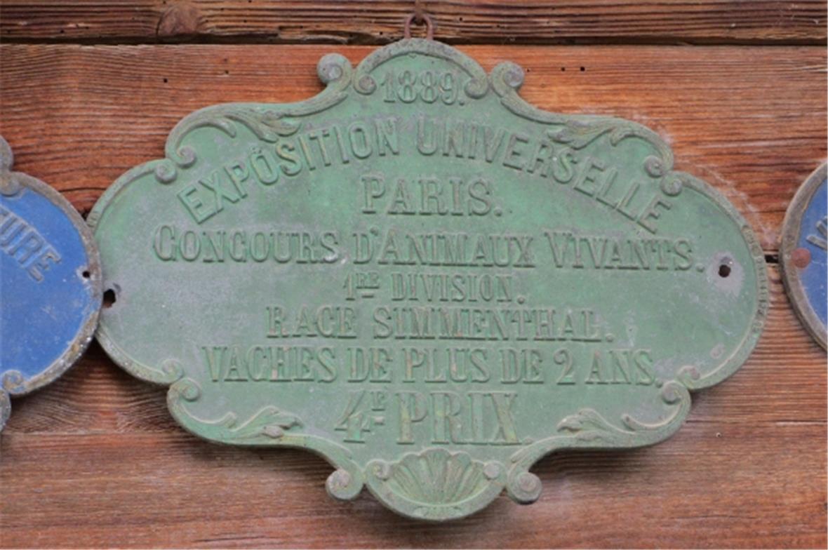 Erinnerungsplakette von Weltausstellung 1889 in Paris, Betreib Küng Diemtigen