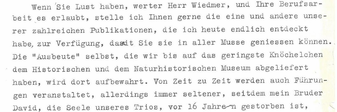Faksimile (Nachbildung) aus dem Brief von Albert Andrist an Jakob Wiedmer vom 8....