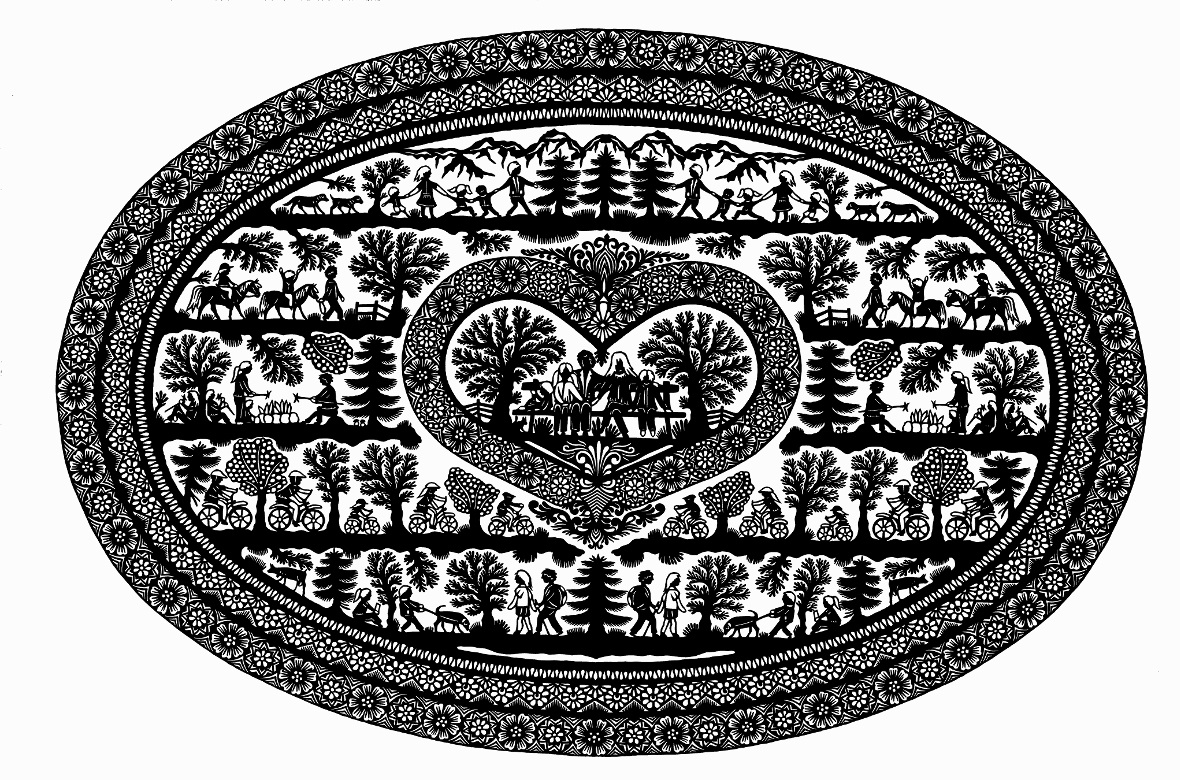 «Familytime» Scherenschnitt von Regina Martin