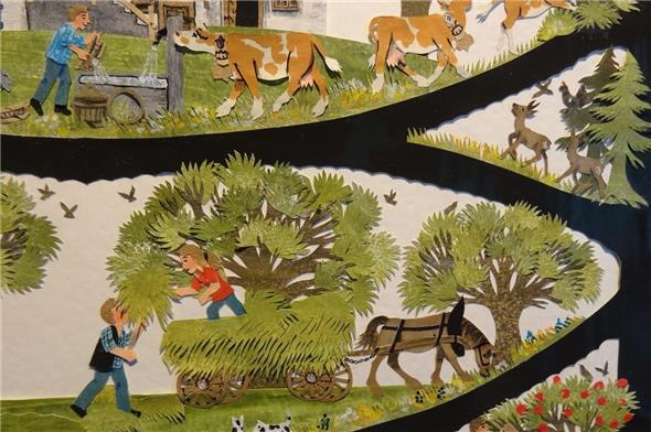 Für die wunderschönen Werke bemalt Marianne Dubuis das Papier, das sie schneidet, mit Aquarell.