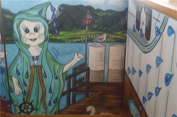 Glüntschli Pflotschnass lädt zum Spielen auf dem Schiff Berner Oberland ein.