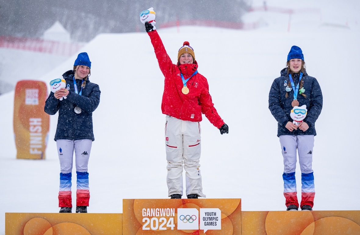 Gold Medallist Noemie Wiedmer SUI, Silver Medallist Maja-Li Iafrate Danielsson F...