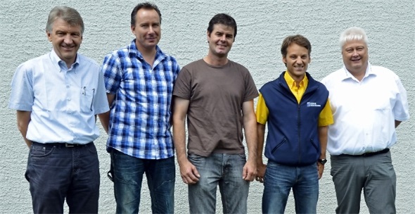 Hans Grünenwald (Ex-Präsident Lenk Bergbahnen), Dominik Honegger (neuer Geschäftsführer Elsigenalp-Bahnen AG), Daniel Trachsel (scheidender Geschäftsführer Elsigen), Matthias Werren (Geschäftsführer Skiregion Adelboden-Lenk), Markus Hostettler (Präsident der Skiregion).