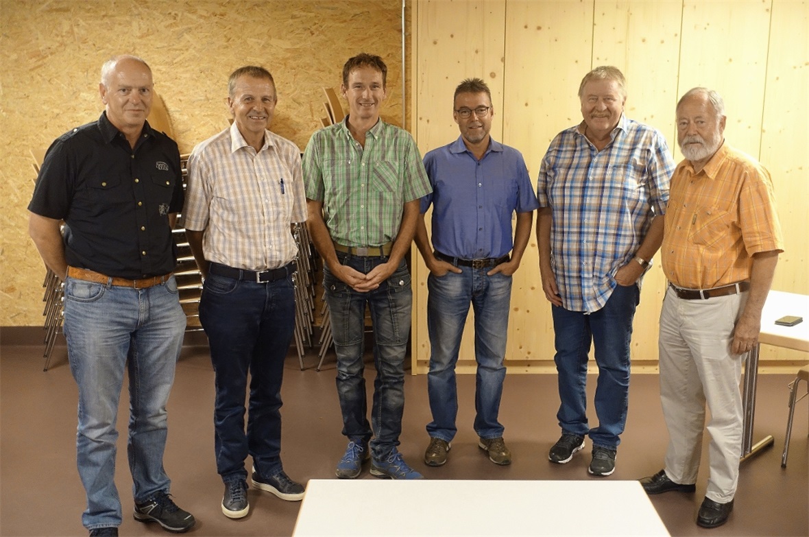 Hanspeter Schneiter (Fernwärme Zweisimmen), Nationalrat Erich von Siebenthal, Förster Daniel Schneider, Bäuertpräsident Markus Mösching, Planer Hanspeter Abbühl und Gottfried Trachsel, bisherige Vorarbeiten.