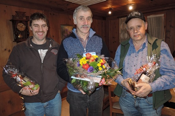 Hansueli Knutti Junior, Hansueli Knutti Senior und Kari Heim (es fehlen Hansruedi Kropf und Michael Meinen).