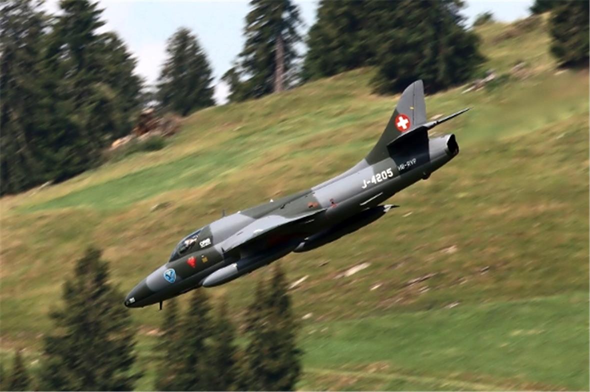 Hawker Hunter Doppelsitzer des Fliegermuseums Altenrhein während dem Hunterfest ...