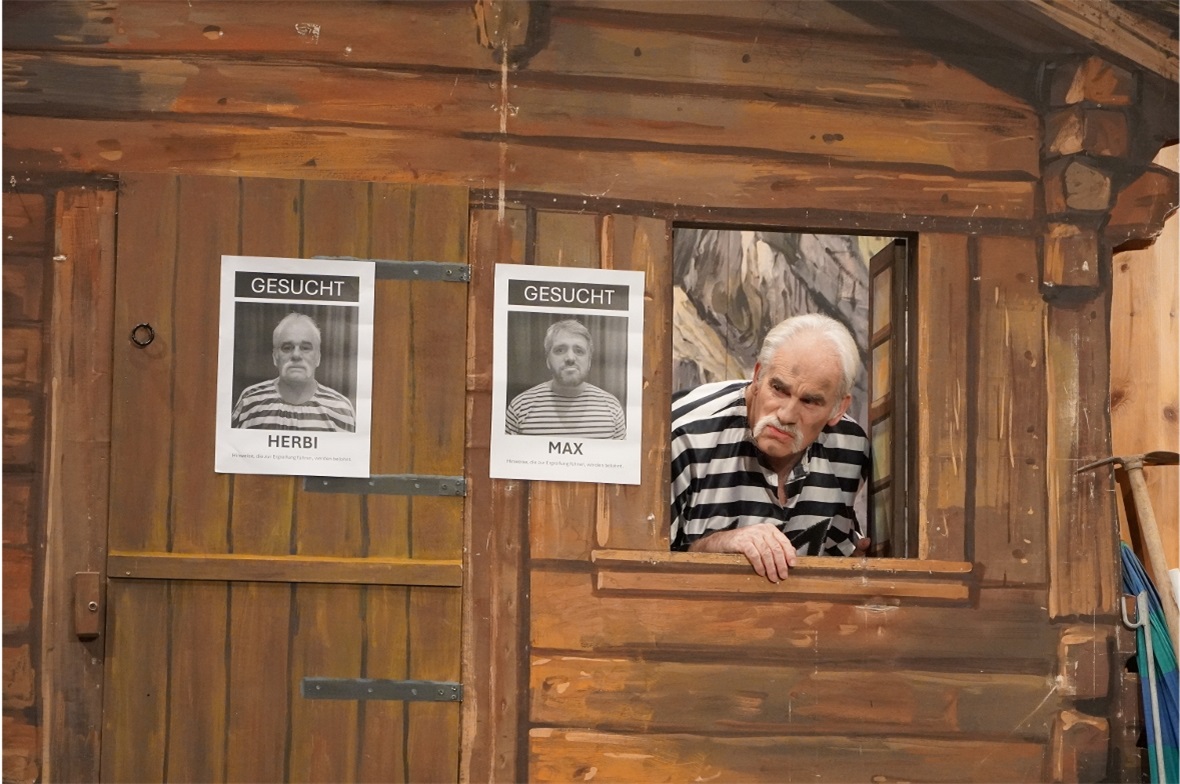 Herbi guckt aus dem Gartenschuppen, wo er sich versteckt hat.