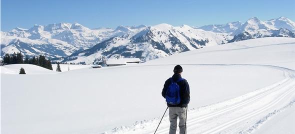 Herrliche Aussicht beim Langlaufen auf dem Sparenmoos