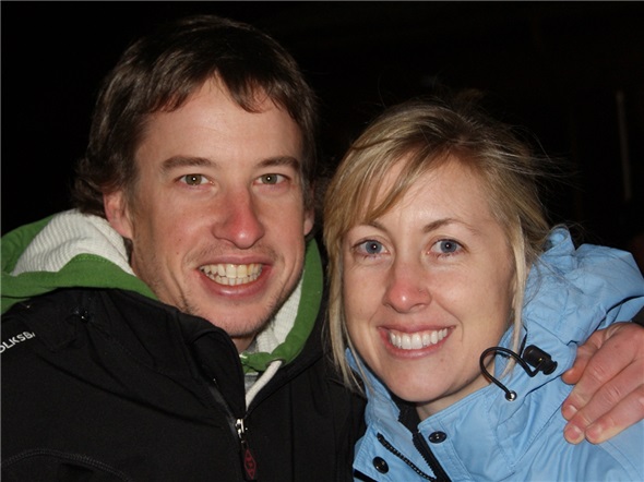 Im Radsport ein Paar geworden: Forian Stalder mit Gattin Kaycee an den Snowgames von Zweisimmen.