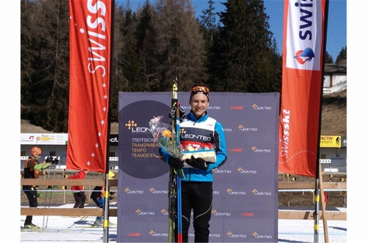 Joscha Burkhalter bei seinem Titelgewinn im Sprint der Jugend Männer.