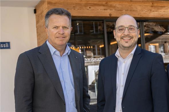 Jürg von Allmen, CEO bis Sommer 2027, mit seinem Stellvertreter und designierten Nachfolger Adrian Di Camillo.