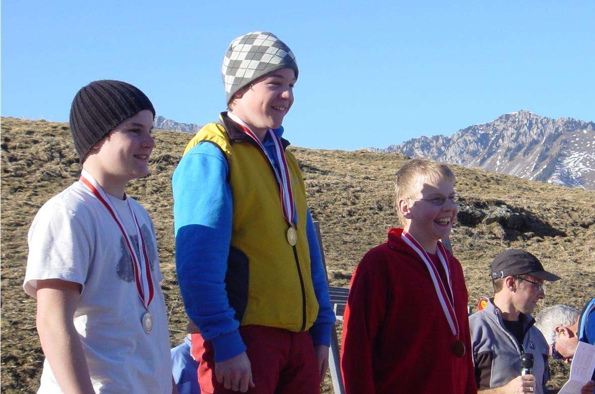 Schülerskirennen der Schule Därstetten Kategorie Knaben 7.–9. Klasse: Gerber Charly, Schäfer Claudio, Senften André