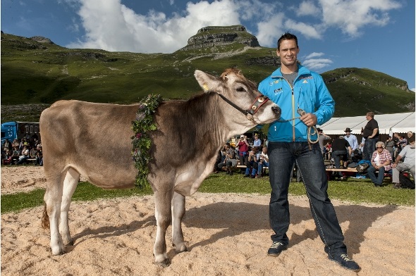 Kilian Wenger mit Rind Sara.