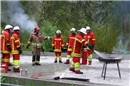 Kleine Brände werden mit dem Feuerlöscher gelöscht.