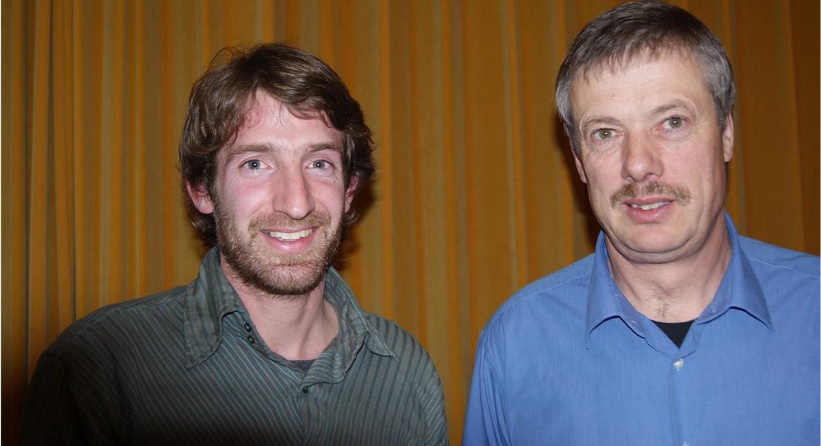 Atemberaubendes Freiklettern in den Gastlosen Kletterer Giovanni Quirici zusammen mit dem Jauner Tourismusleiter Jean-Marie Buchs.