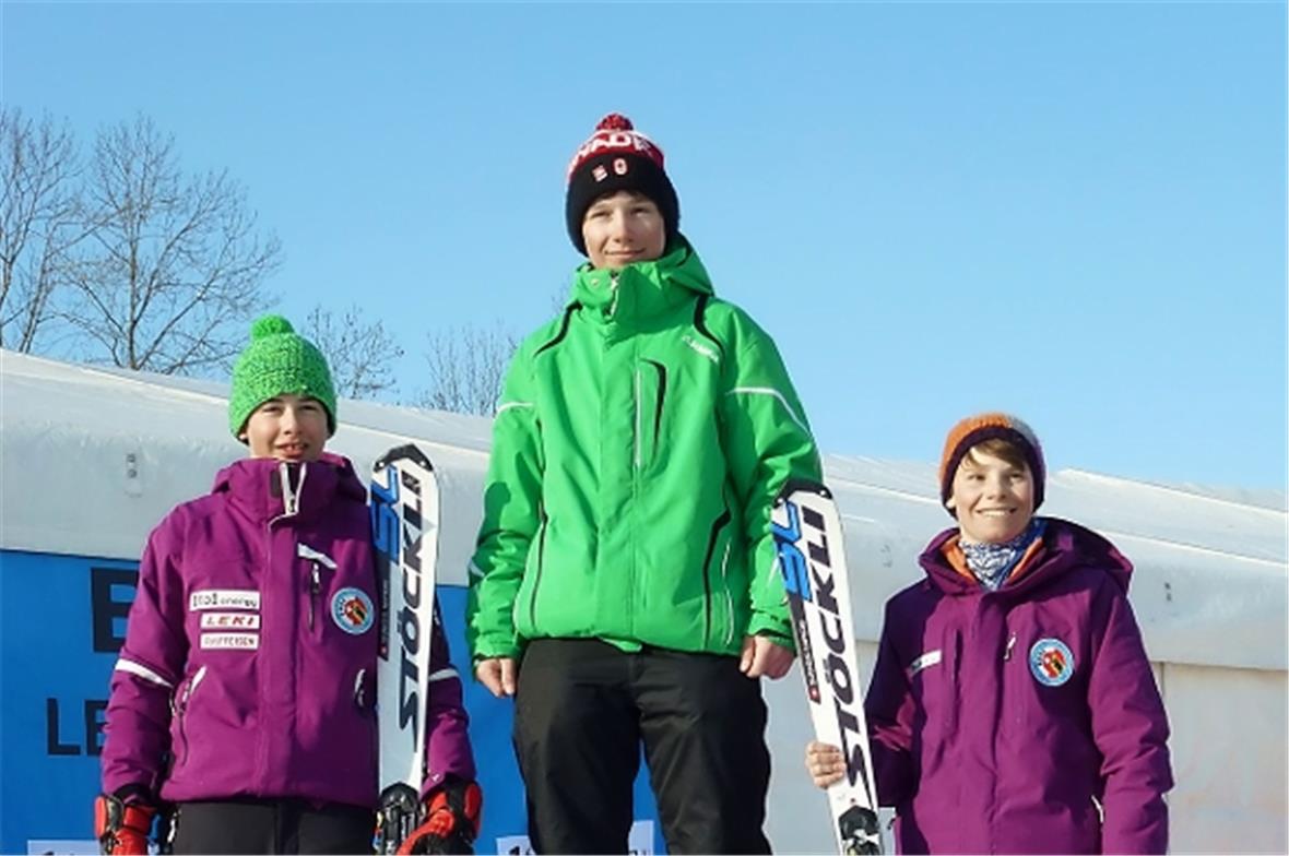 Knaben JO 2, 2. Rennen: v.l. 2. Matthias Tschanz, Homberg; 1. Christian Michel, ...