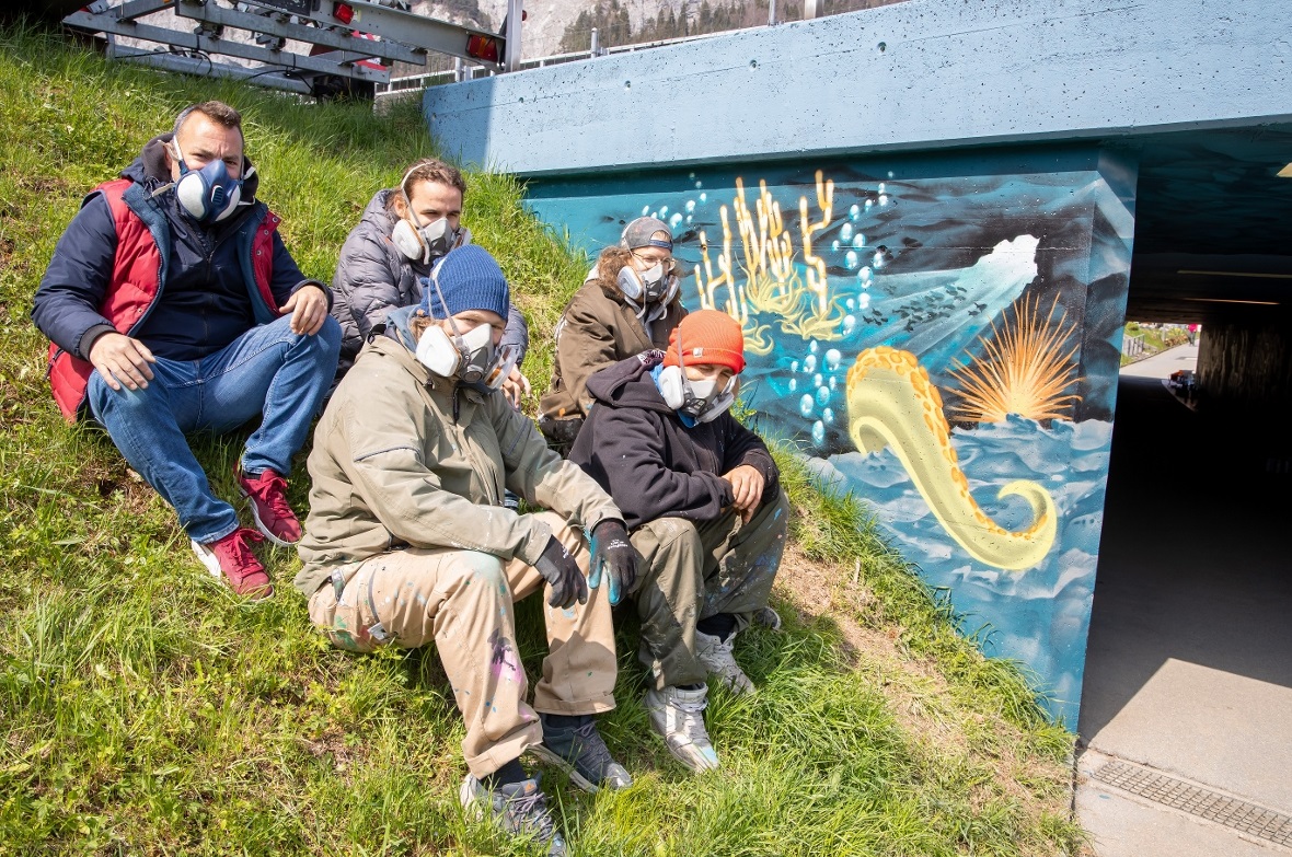 Kurze Pause für die Künstler.