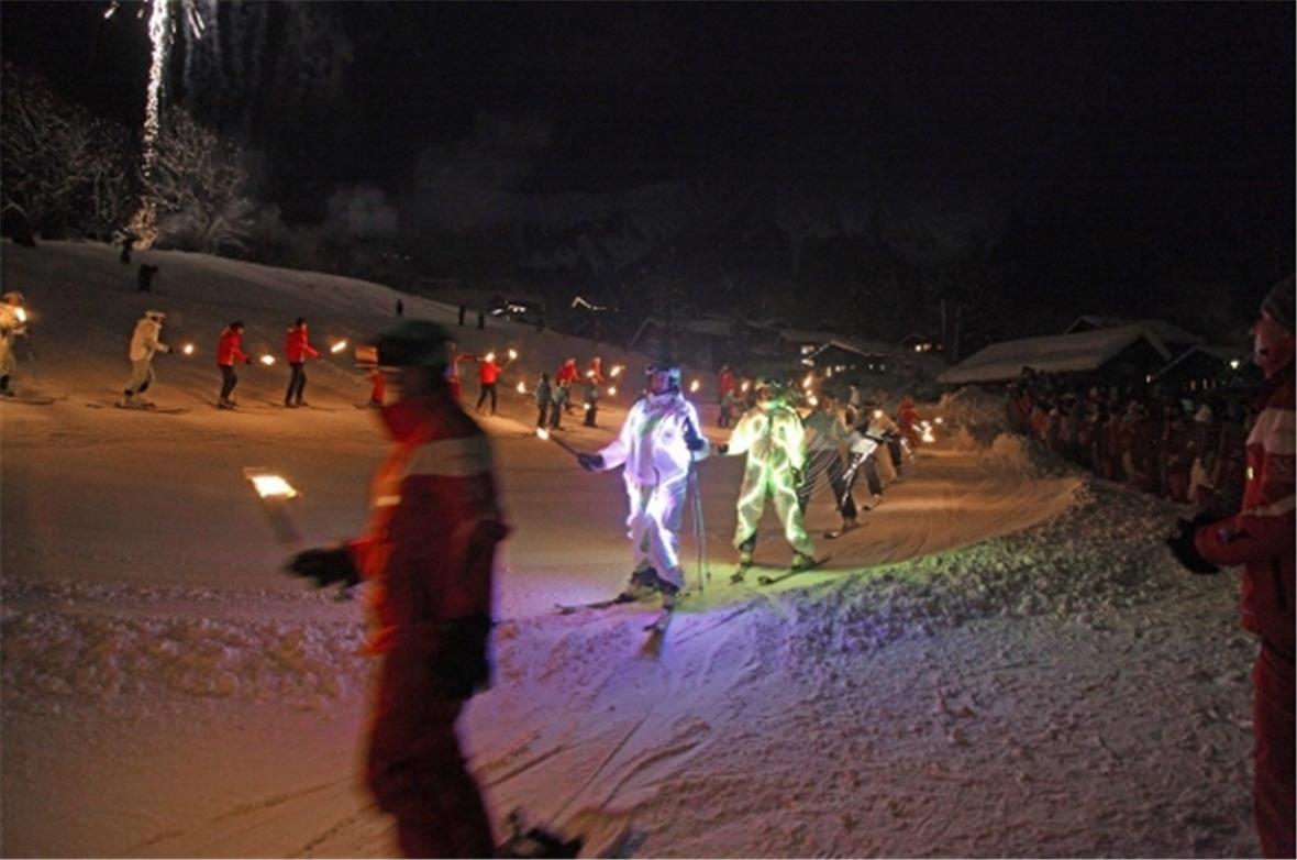 LED Leuchten in der Skischule.