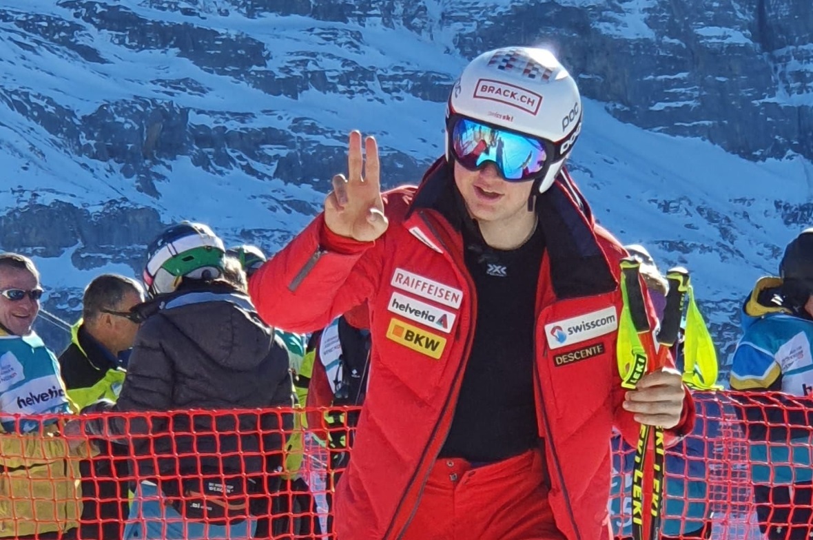 Lars Rösti vor dem Start zur Europacupabfahrt am Lauberhorn.