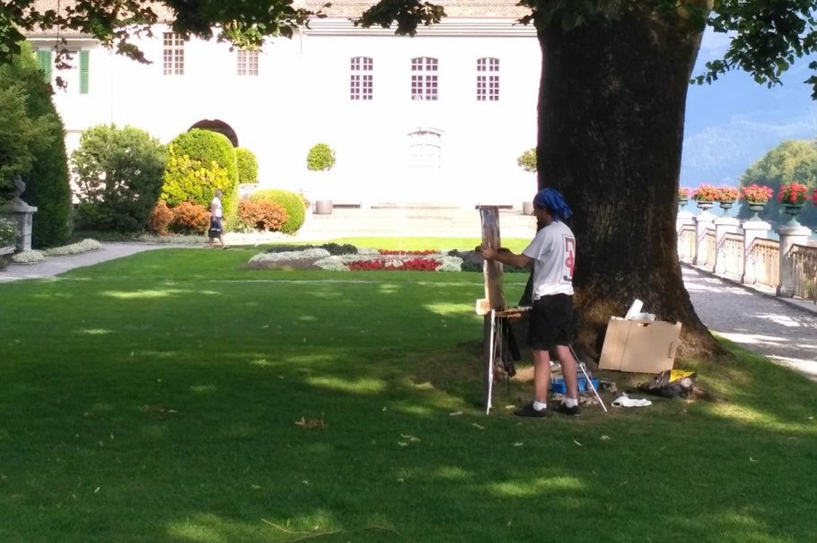 Malen beim Spiezer Schloss, Bogdan Makarenko (aus Kyiw).