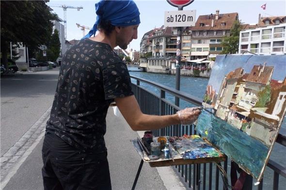 Malen in Thun, Bogdan Makarenko (aus Kyiw).