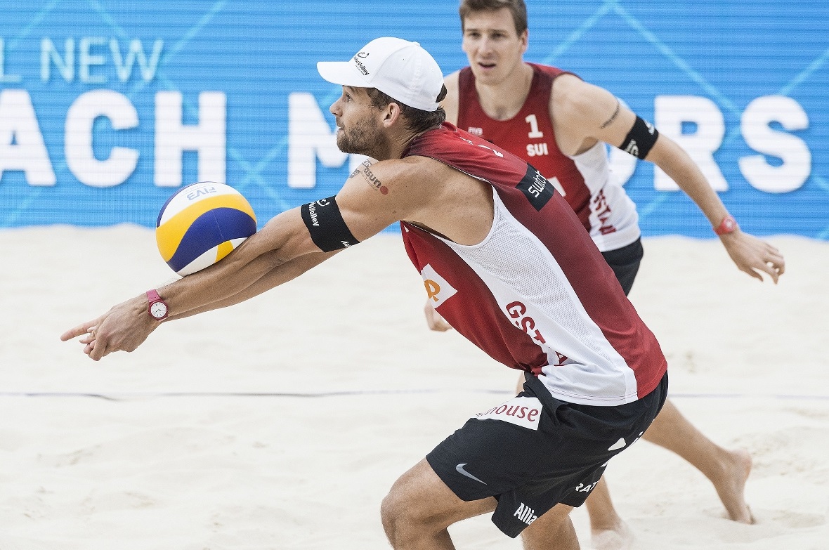 Marco Krattiger und Nico Beeler am Beachvolleyballturnier Gstaad 2019.