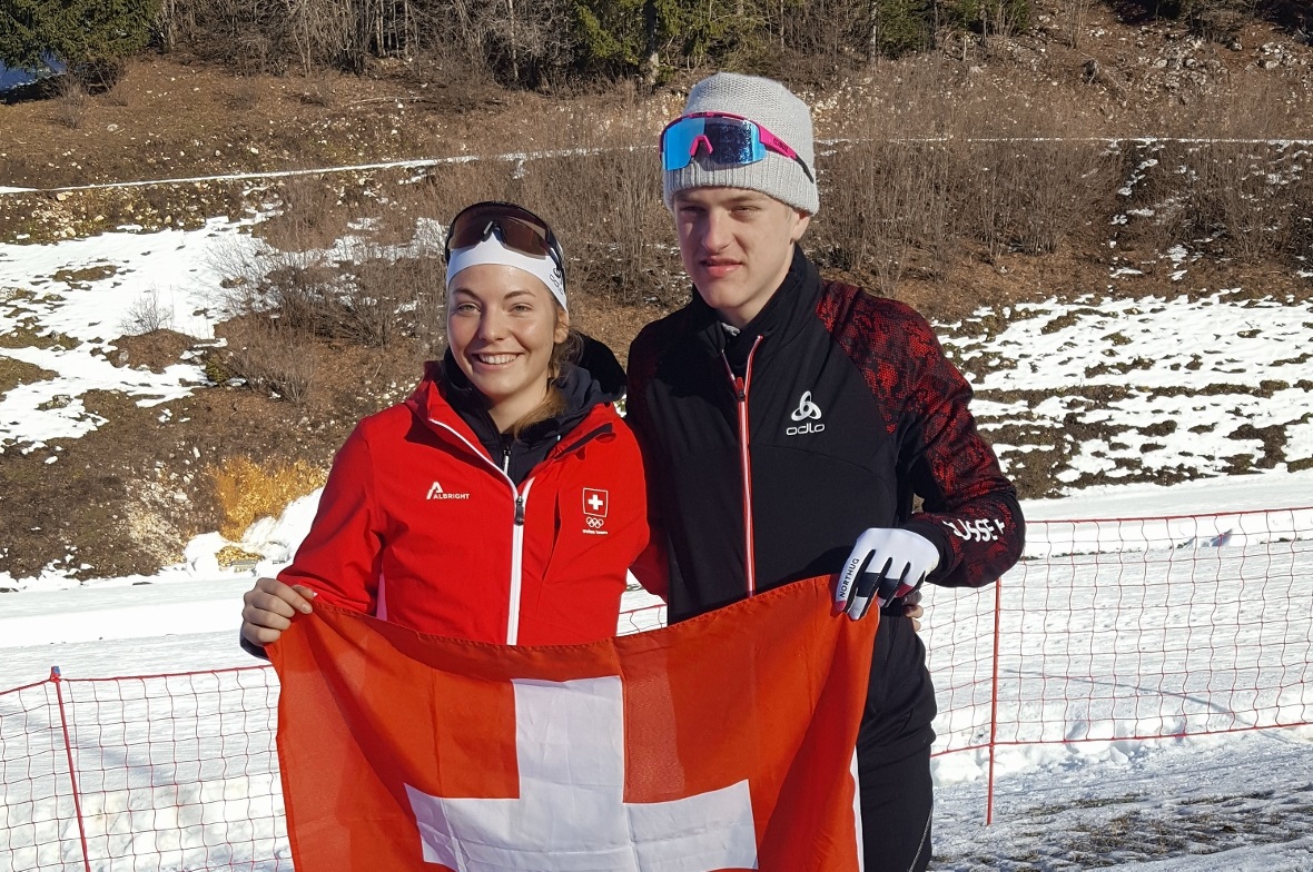 Mit Yanis Keller holte Yara Burkhalter in der Single Mixed Staffel den 4. Rang.