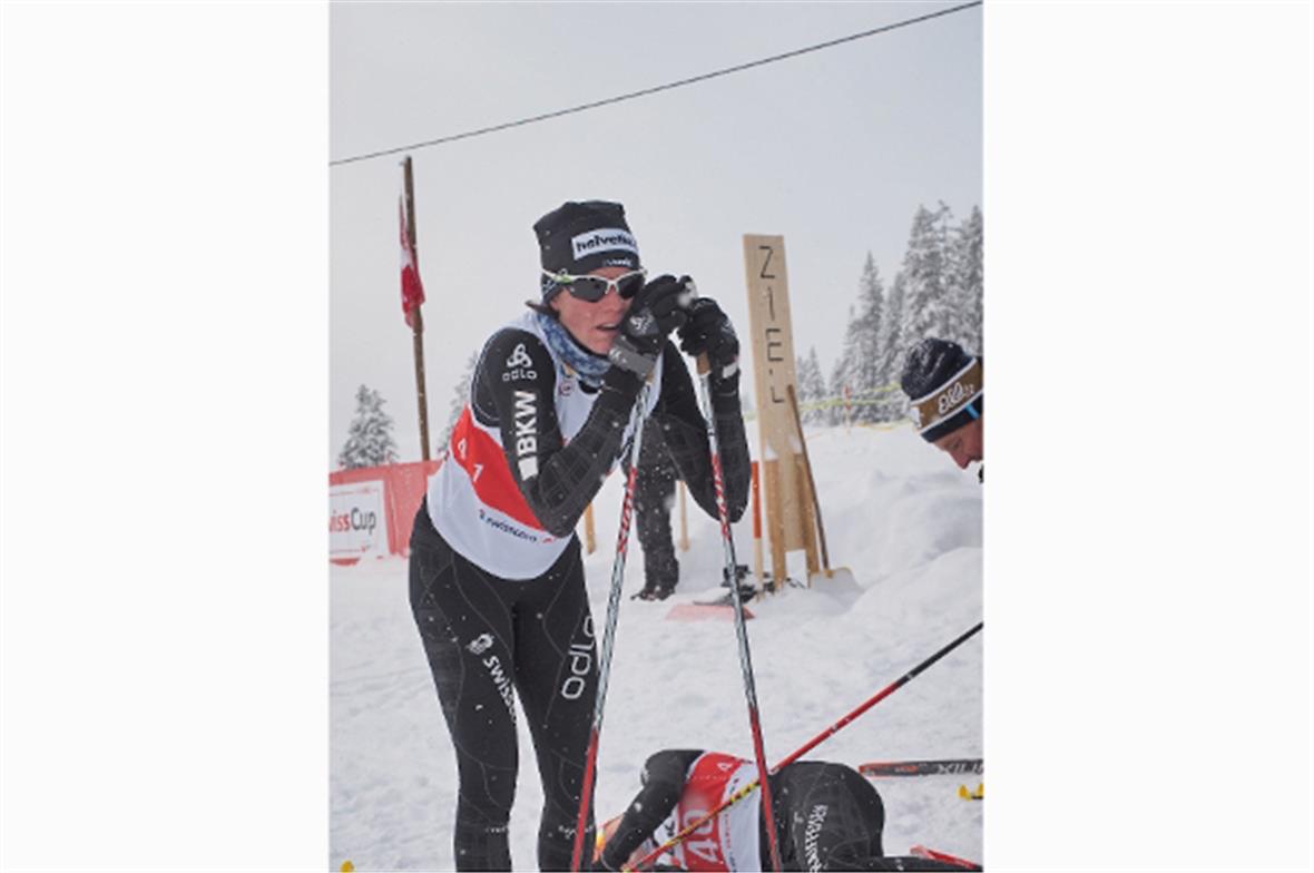 Nathalie von Siebenthal ist im Ziel. Die Schweizermeisterin Damen 5 km läuft ein...