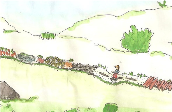 Noch zu haben (eines der Bauwerke): Berghöhenweg mit Tastpfad