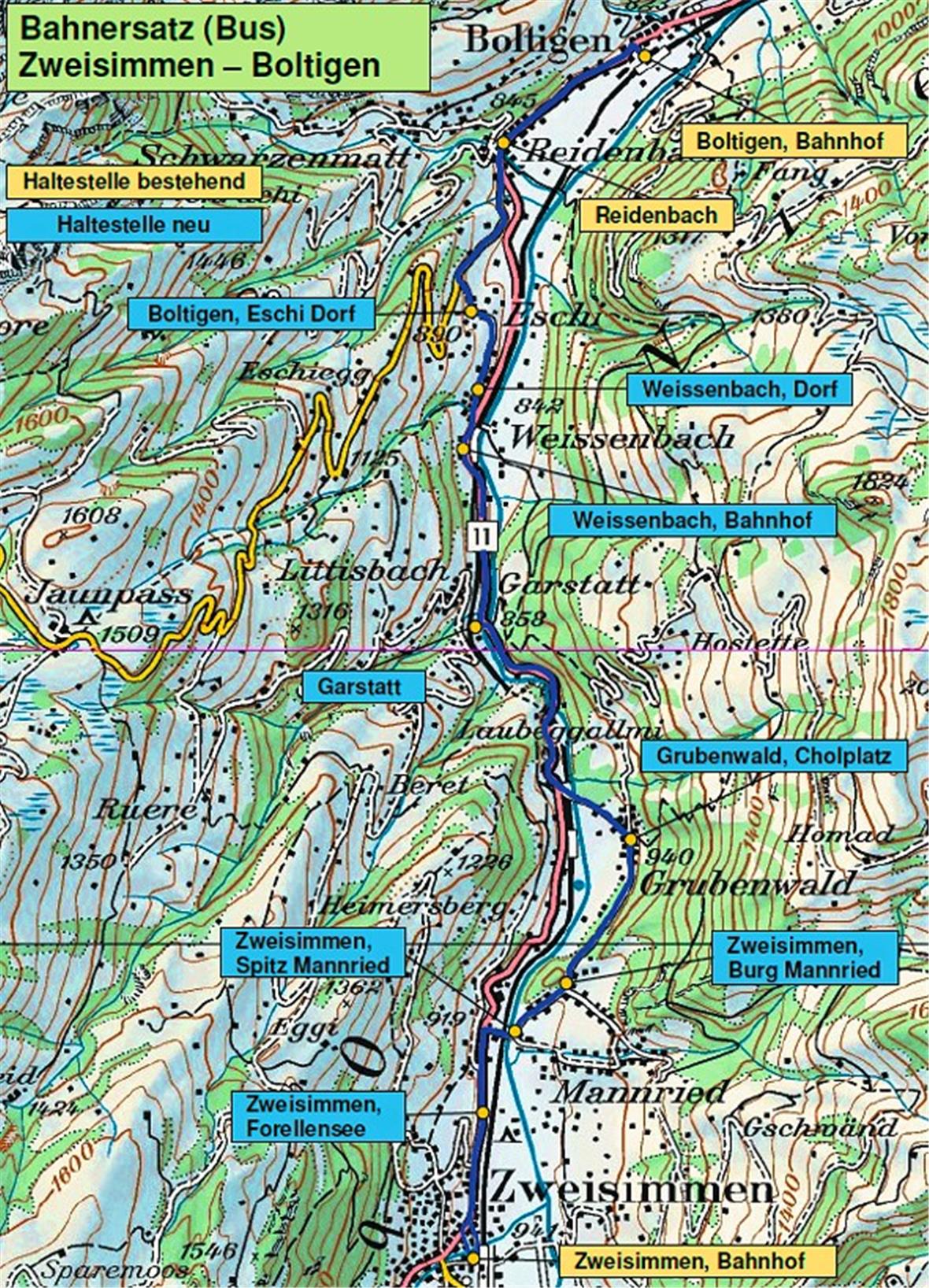 Plan Busverkehr Zweisimmen-Boltigen