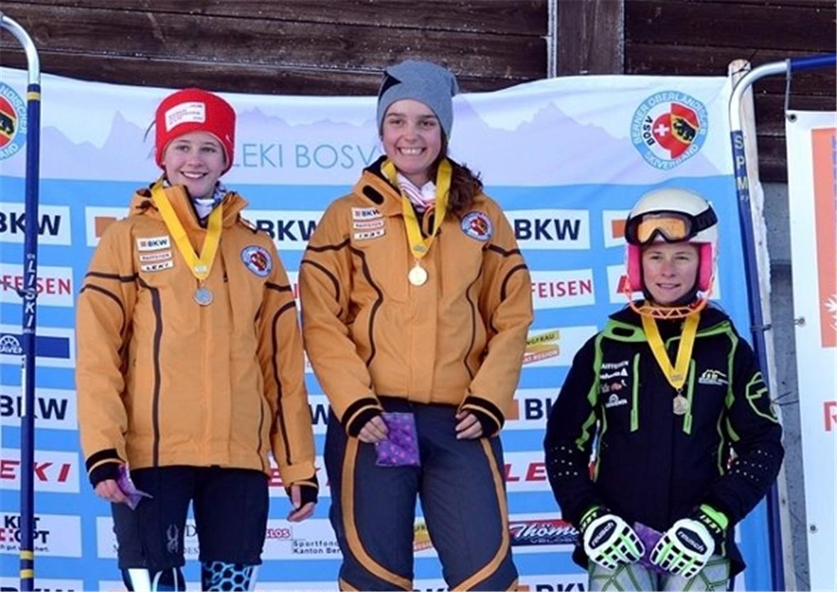 Podest Mädchen U14, v.l.: Julie Trummer (SC Gsteig-Feutersoey), Florence Kunz(SC Oberwil), Viviane Vogt (SSM).