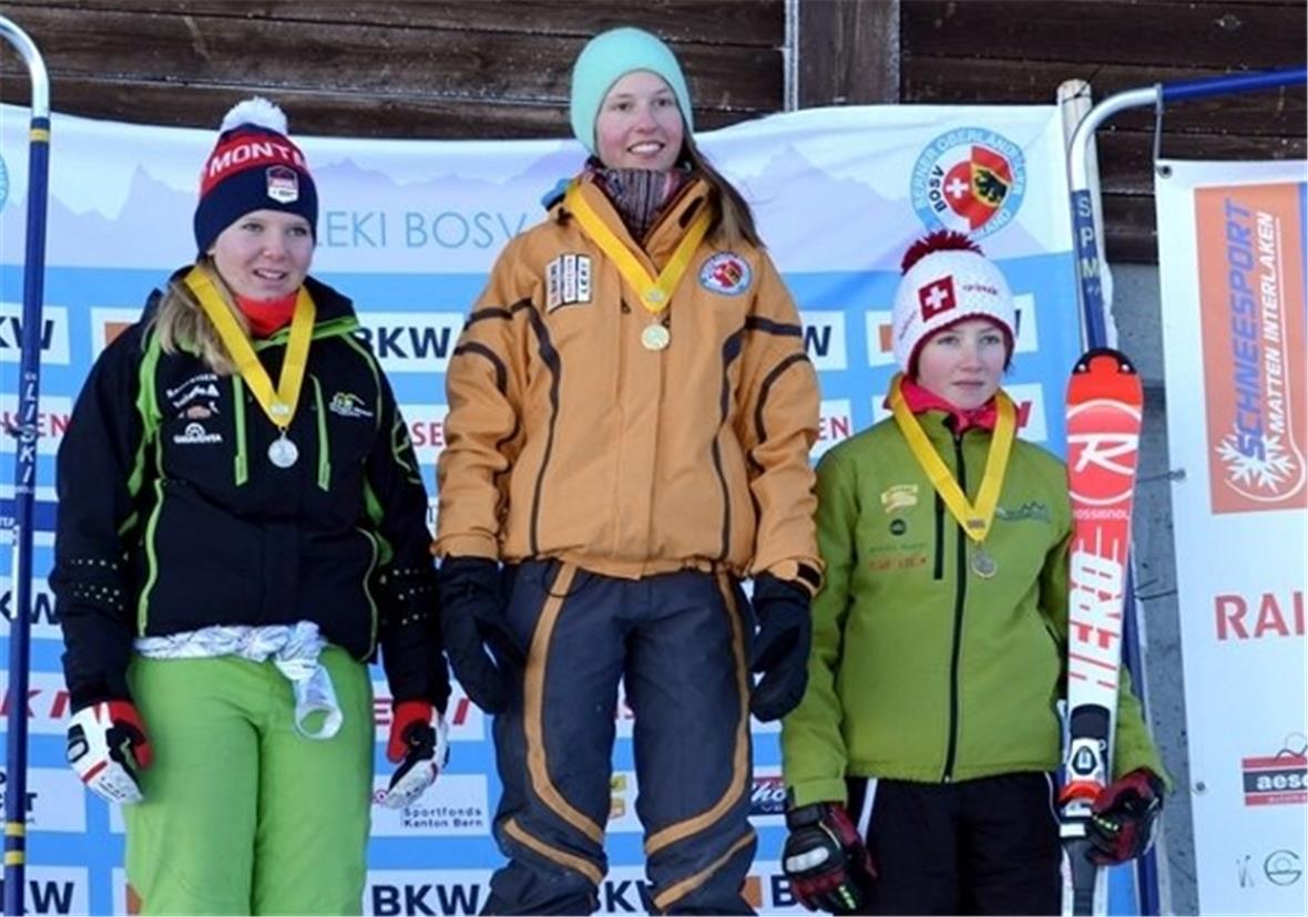 Podest Mädchen U16: Lisa Mauron (SSM), Sonja Lauber (SC Lenk), Belinda Brunner (SC Habkern).