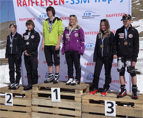 Podest U16: 1. Cindy Schmid/James Egger; 2. Tatjana Gyger/Joscha Burkhalter; 3. Manuela Bieri/Nils Zeller.