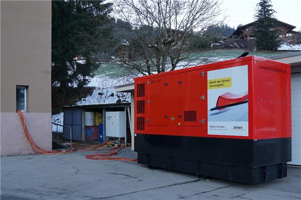 Provisorische Notstromanlage: Mit dieser Anlage wurde die Stromversorgung auch in kritischen Momenten des Umbaus sichergestellt.