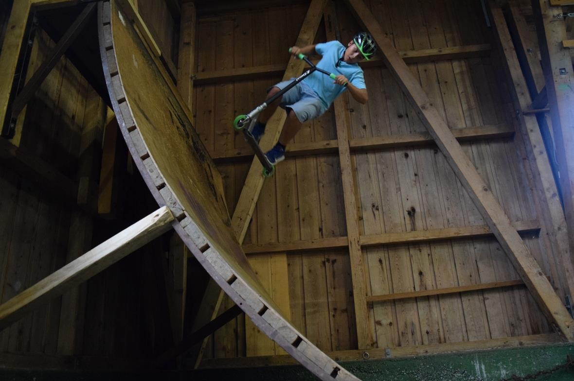 Remo auf der «Nie ohne Helm-Pipe».