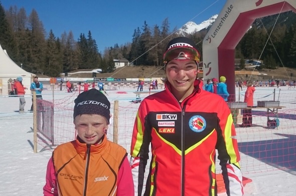 Res Zeller und Yara Burkhalter am Ländervergleich auf der Lenzerheide.
