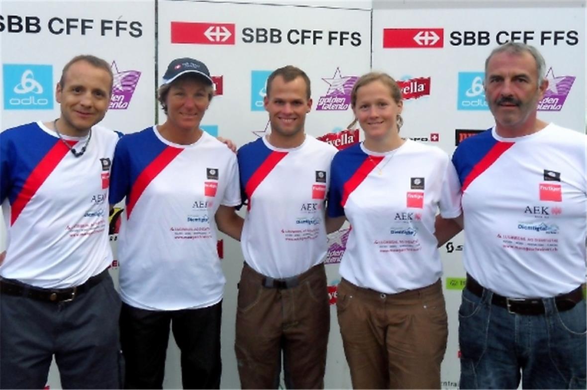 Reto Mani (Inline/Laufen); Karin Mani (Rennvelo/Schwimmen); Philippe Dubach (Laufen/Bike); Xenia Mani (Schwimmen/Inline); Walter Jungen (Bike/Rennvelo)