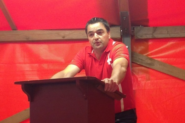 SVP-Grossrat Thomas Knutti hielt in Oberwil die Festansprache.