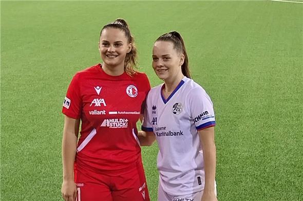 Selina (links) im Dress des FC Thun Berner Oberland und Rilana Ueltschi im Luzerner Dress erzielten beide Tore.