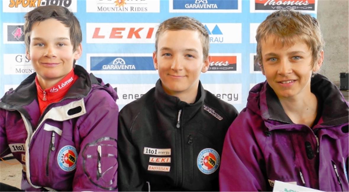 Sieger Knaben U14, v.l. Delio Kunz, Yanick Mani, Matthias Grünenwald.