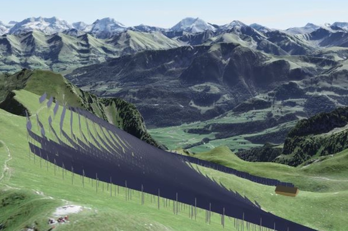 Das Baugesuch für die Fotovoltaikanlage in Oberwil ist eingereicht So soll die Solaranlage auf Bürglen einmal aussehen (Visualisierung).
