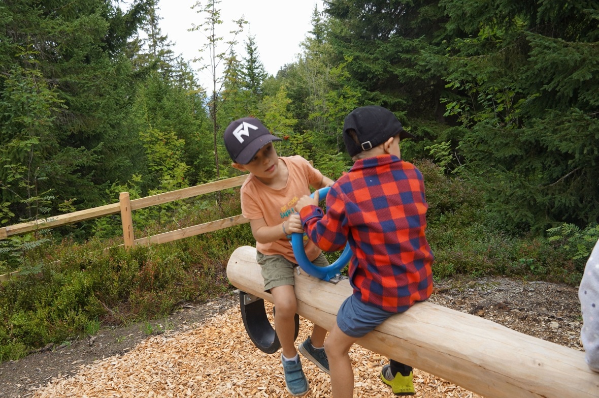 Spass auf der Balkenwippe.