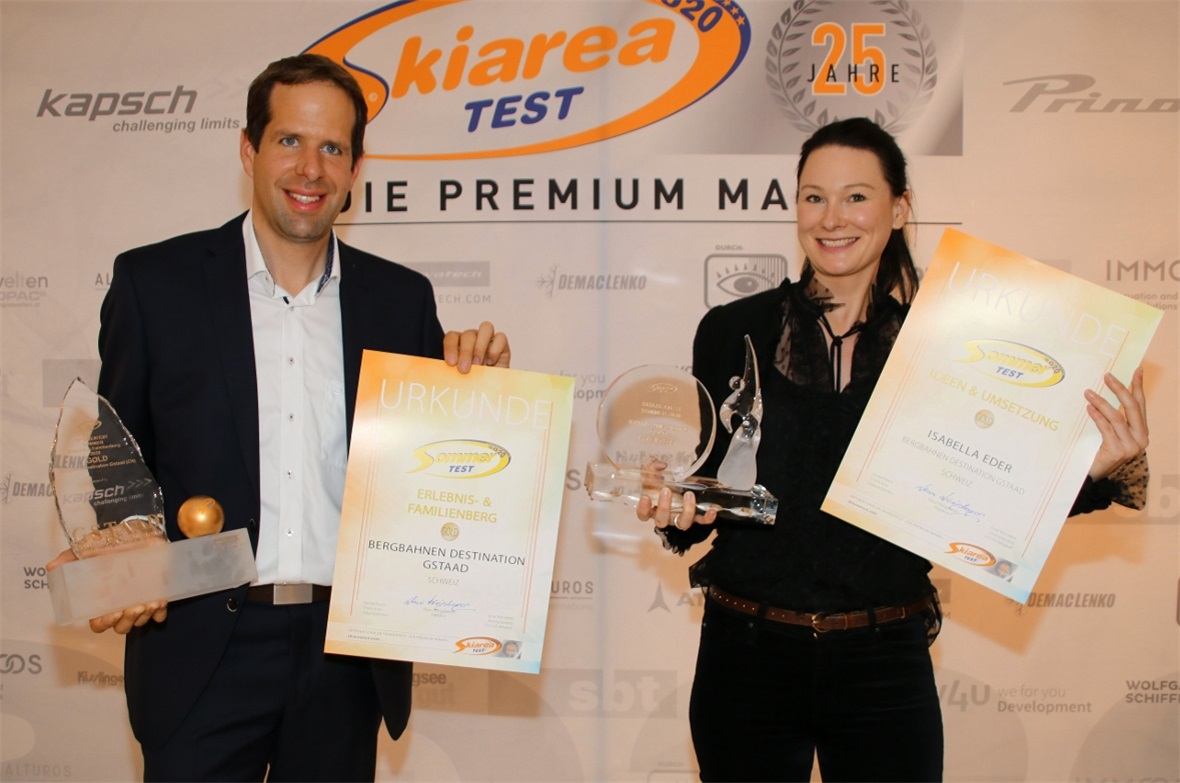 Strahlende Gesichter bei der Preisverleihung: Geschäftsführer Matthias In-Albon und die ausgezeichnete Projektleiterin Isabella Eder.