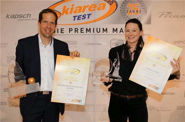 Strahlende Gesichter bei der Preisverleihung: Geschäftsführer Matthias In-Albon und die ausgezeichnete Projektleiterin Isabella Eder.
