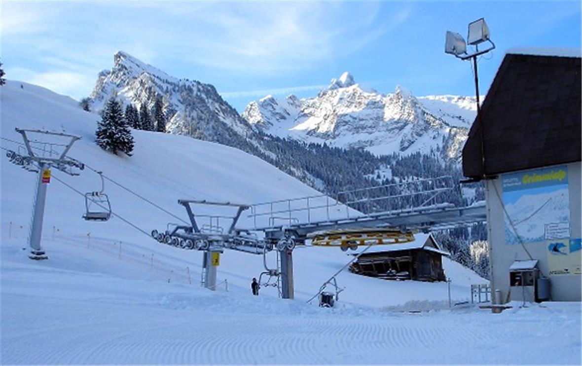 Talstation der Grimmialpbahnen.