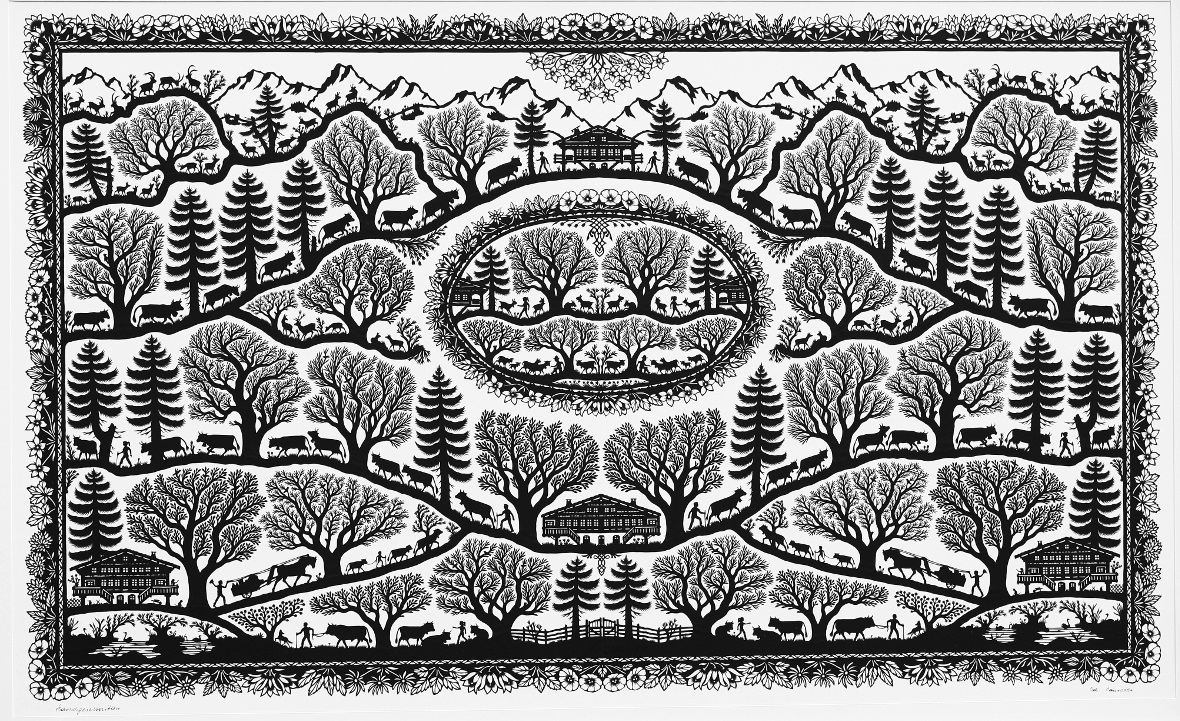 Ueli Hauswirth aus Zweisimmen stellt faszinierend detaillierte Scherenschnitte h...