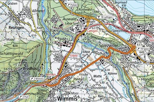 Umleitungsroute von Spiez nach Wimmis.