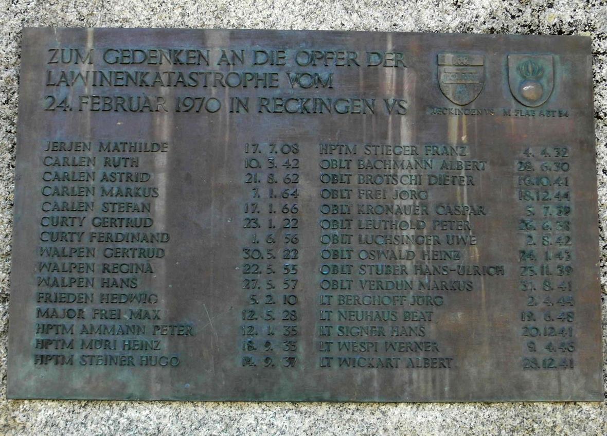 Unter den Lawinenopfern waren Kinder und Erwachsene einheimischer Familien sowie 19 Offiziere der M Flab Abt 54.