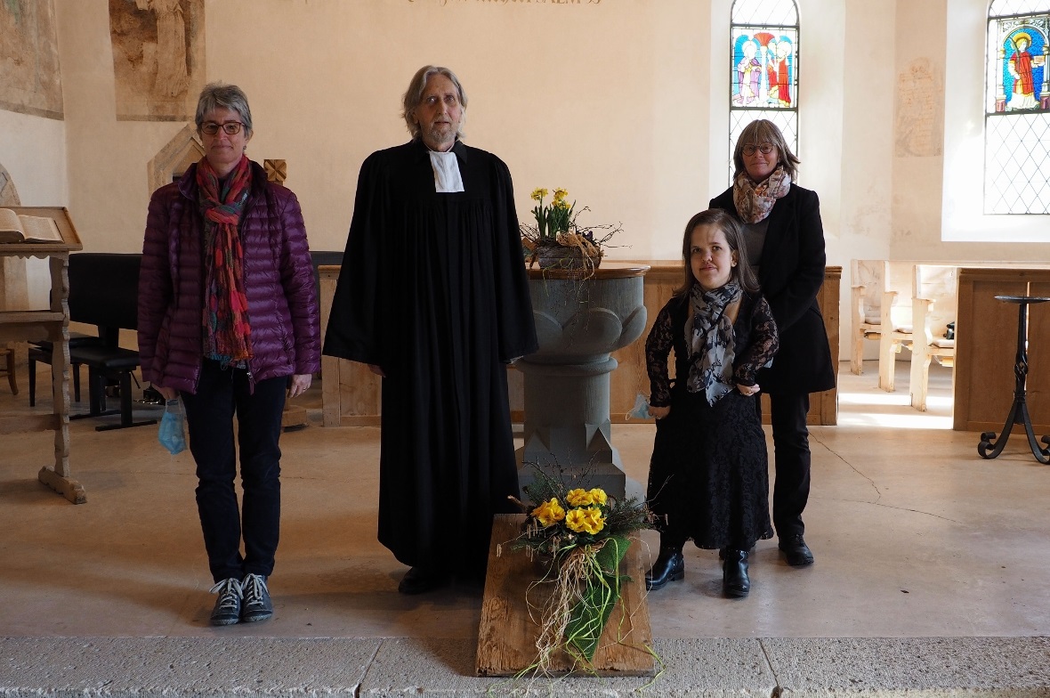 Verabschiedungsfoto mit den Sigristinnen Ines Buch und Magdalena Blatter.