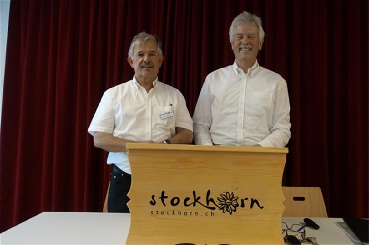 Verwaltungsratspräsident Ueli von Niederhäusern und Geschäftsführer Alfred Schwarz führten im Singsaal der «Tomatenburg» speditiv und kompetent durch die Generalversammlung.